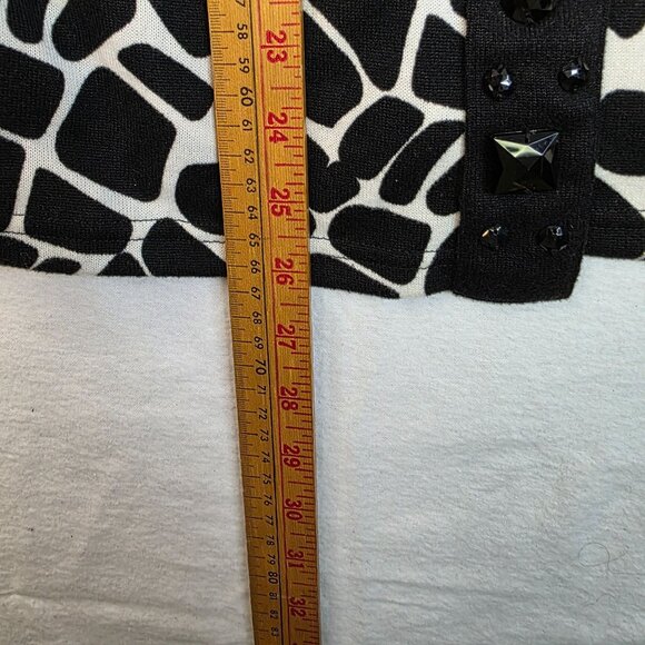 Multiples Large Giraffe Print Beaded Cardigan Black White Long Sleeve Deadstock - Picture 10 of 10